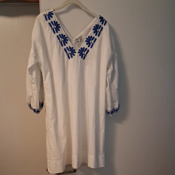 Madewell White Dress with Blue Floral Accents - Picture 1 of 15